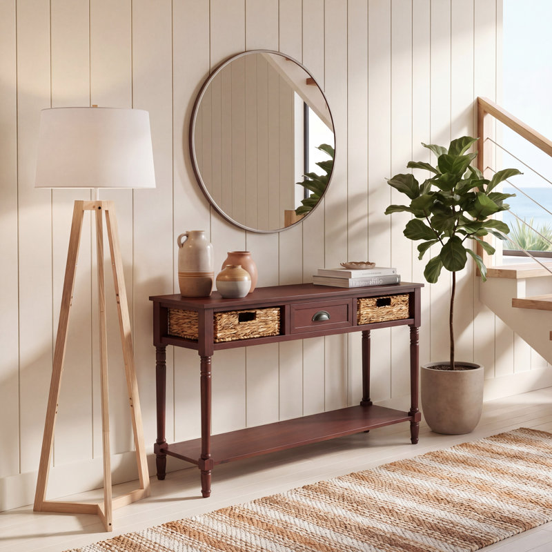 Console en bois massif 44,5 po Painswick, Cerise foncée