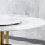 Table de salle à manger de 53 pouces de cuisine ronde avec surface de pierre frittée et rotative lisse, design luxueux, rassemblement confortable, chaleur, facile à essuyer, plateau tournant de 53 po doré et blanc, moderne américain