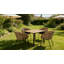Table de salle à manger carrée de patio avec trou pour parasol, plateau de table en composite de bois-plastique robuste en fer, table intérieure d'extérieur toutes saisons pour jardin, balcon, cour