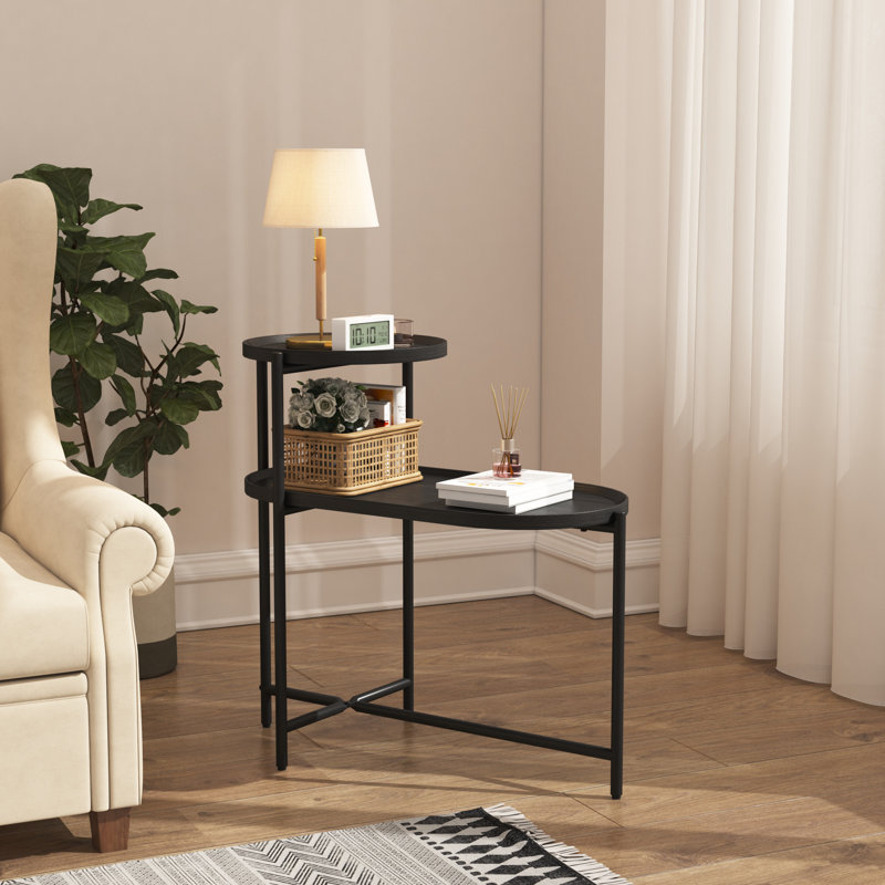 Round Coffee Table With Storage Tray 2 Tier