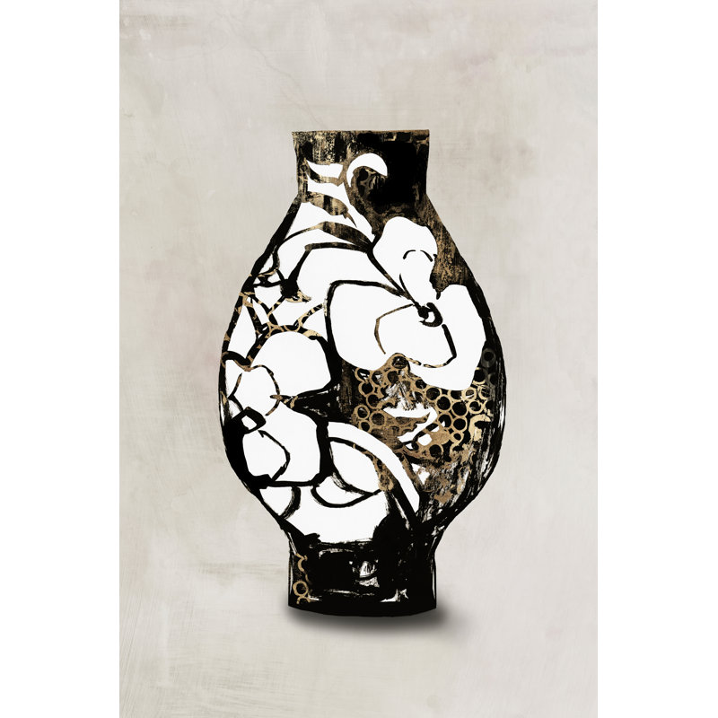 Vase d'or II sur toile, H 18 po x l 12 po