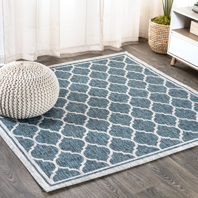 Tapis d'intérieur / extérieur bleu sarcelle / gris Hague