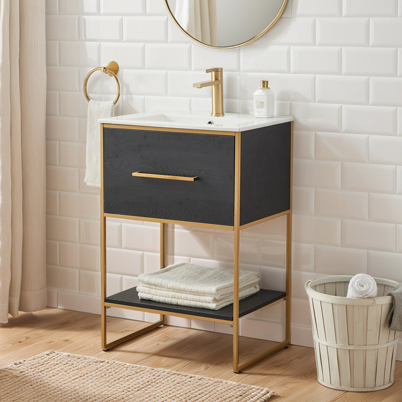 Meuble-lavabo simple avec plateau Gunvald 24