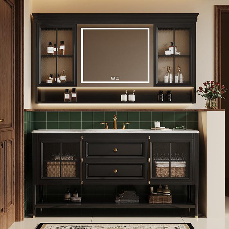 Armoire de salle de bain American Light, Noir, H 32,28 po x l 59,06 po x P 21,65 po
