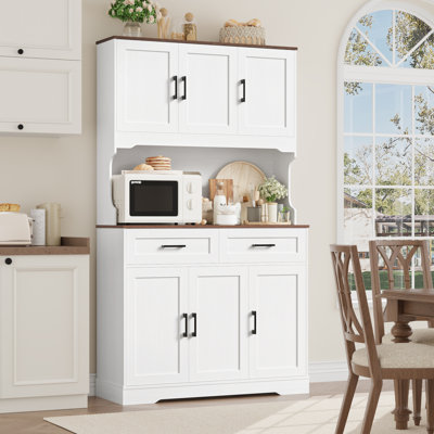 74" H Tall Wood Kitchen Pantry With Microwave Shelf And Drawers by Lark Manor