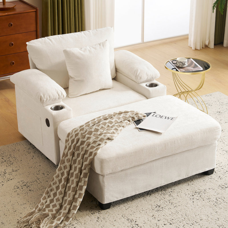Flâneuse rembourrée, Chenille beige