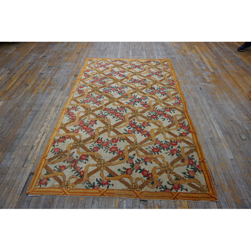 Antique Savonnerie French Allover Floral Knotted Rug