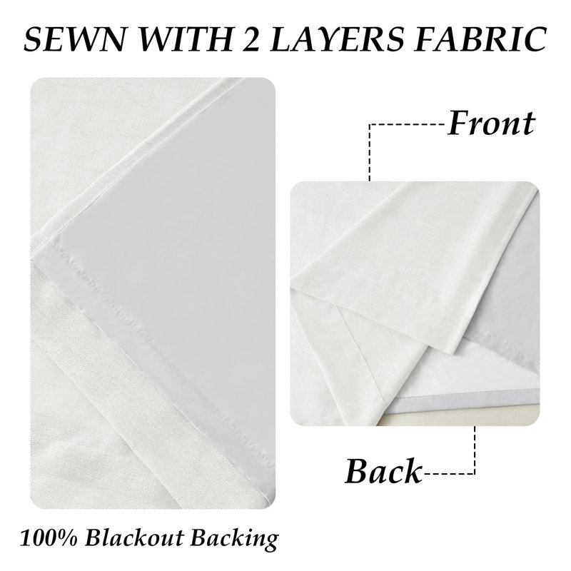 Blackout Curtains,Thermal Insulated Drapes with Hooks 2 Panel Sets,Back Tab 100% Room Darkening Window Curtains, Natural