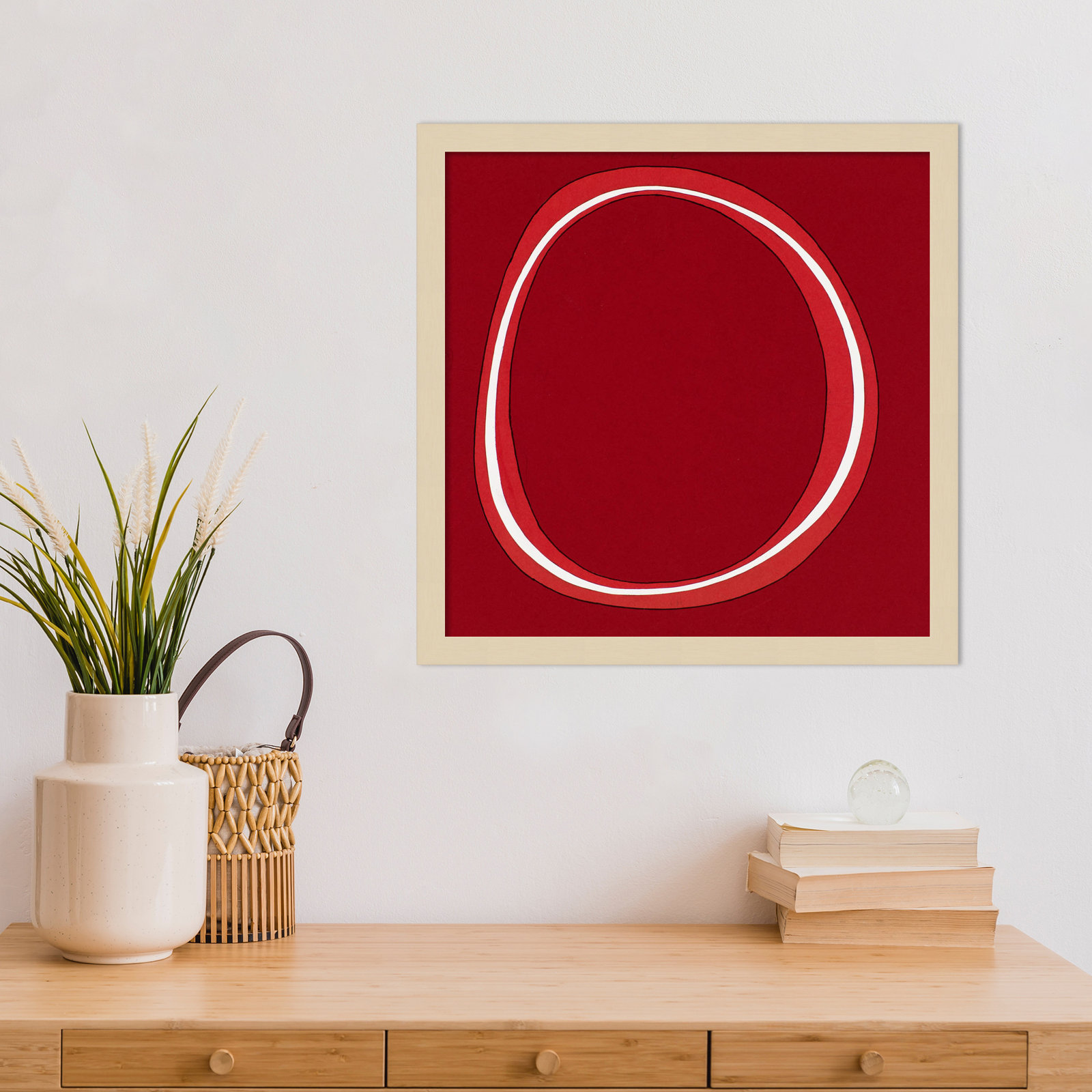 Red Circle Print by Alex Dunn, 17" H x 17" W, Brown