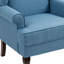 Fauteuil à oreilles rembourré en lin bleu ciel Duward avec accoudoirs roulés et pieds en bois massif-1476103150