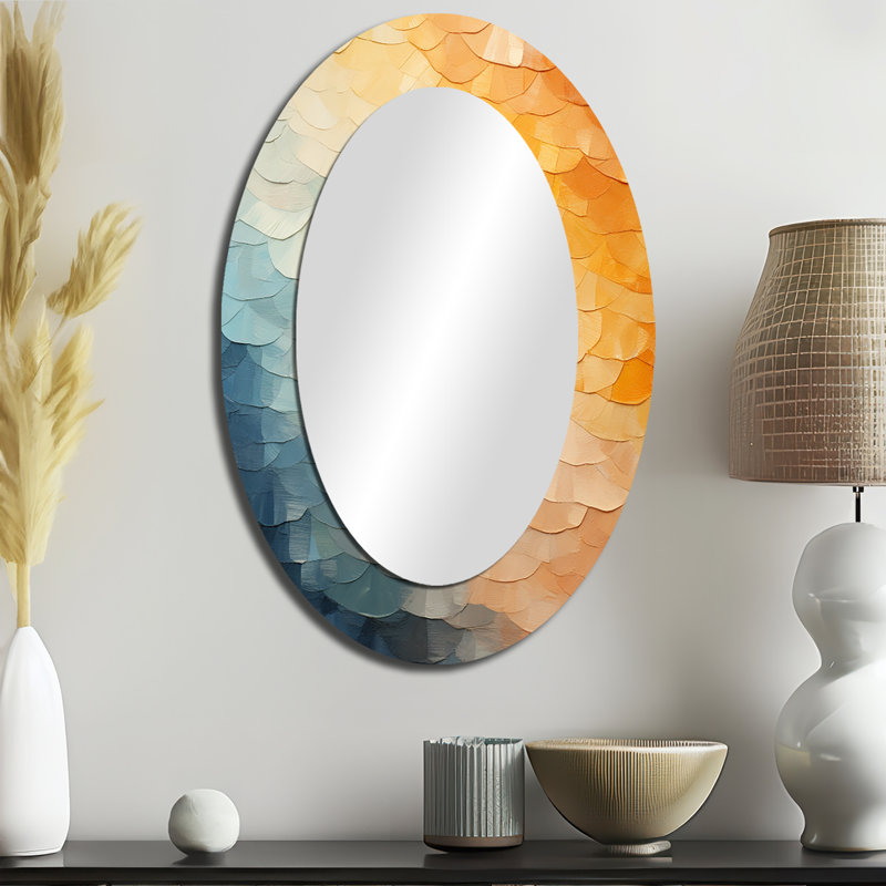 Minimalisme Colors In Harmony III - Grand miroir mural ovale sur métal, H 36 po x l 24 po