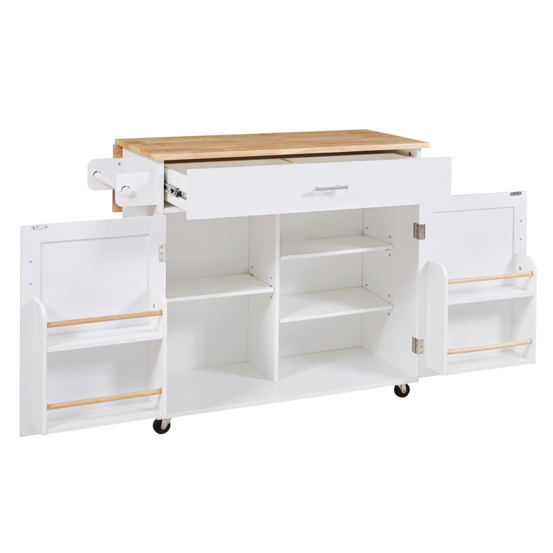 Wollaston Solid Wood Top Kitchen Island, White