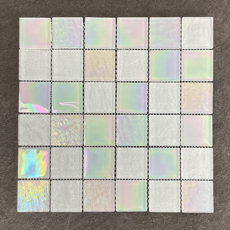 2" X 2" Grid Glass Mosaic Sheet Tiles, White