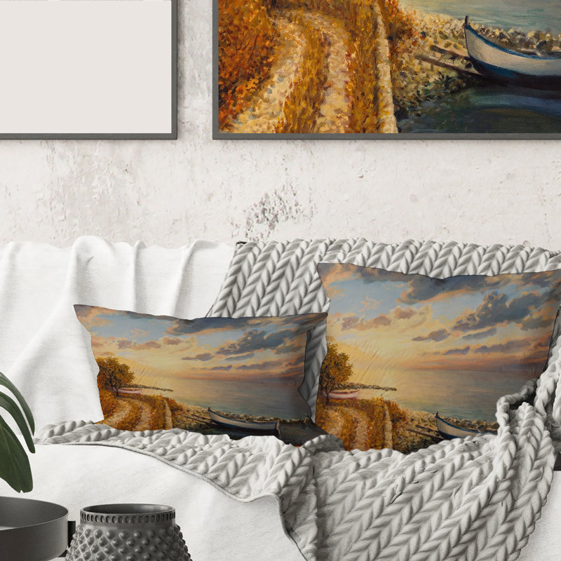 Housse de coussin rectangulaire avec insert romantique Sunrise by the Sea