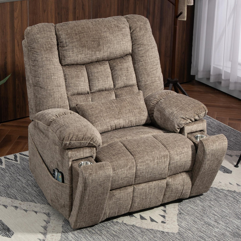 4-Motor Chenille Power Lift Chair Lay Flat Recliner with Head&Lumbar support, 400LBS, Gray