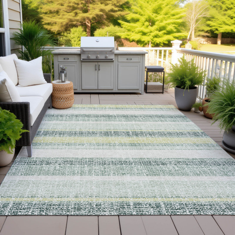 Tapis intérieur / extérieur lavable à la machine Xhevrie, Rectangle 5 pi x 7 pi 6 po