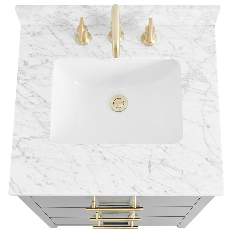 Iconic 24" Freestanding Standard Single Bathroom Vanity with Top, Black, Gold