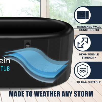 Freein Ice Bath Tub 1 Person - Person Polyvinyl Chloride (PVC) Oval Cold Plunge in Black