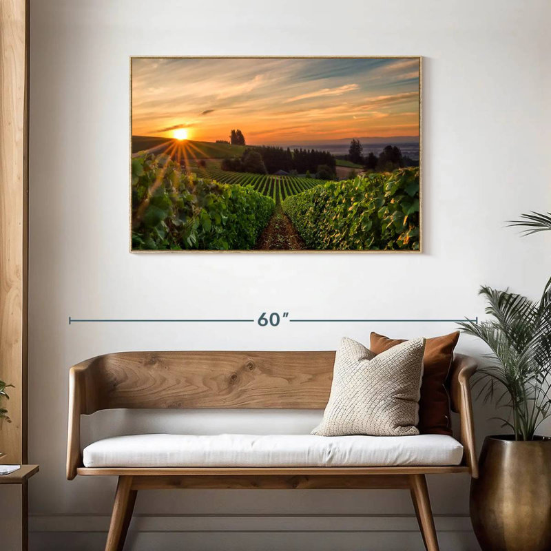 Willamette Vineyard, Cadre flottant en bois naturel, 43 po x 29 po