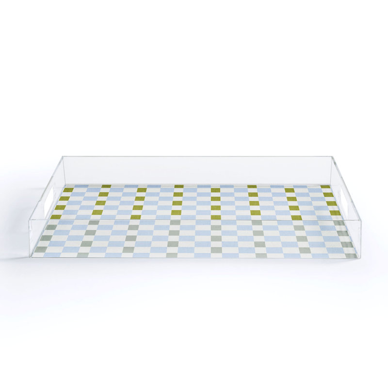 Plateau en acrylique Cassidy Rae Marietta, Crème, crème, À damier