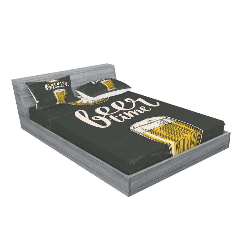 Ensemble de draps en verre Beer Time, Ensemble de draps pour lit double avec un drap-hou