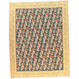 Fench Abusson Wool Floral Area Rug in Green/Yellow/Orange