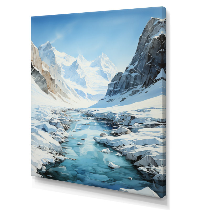" Teal Glacier Frozen Horizon ", 40" H x 30" W x 1.5" D, Wrapped Canvas
