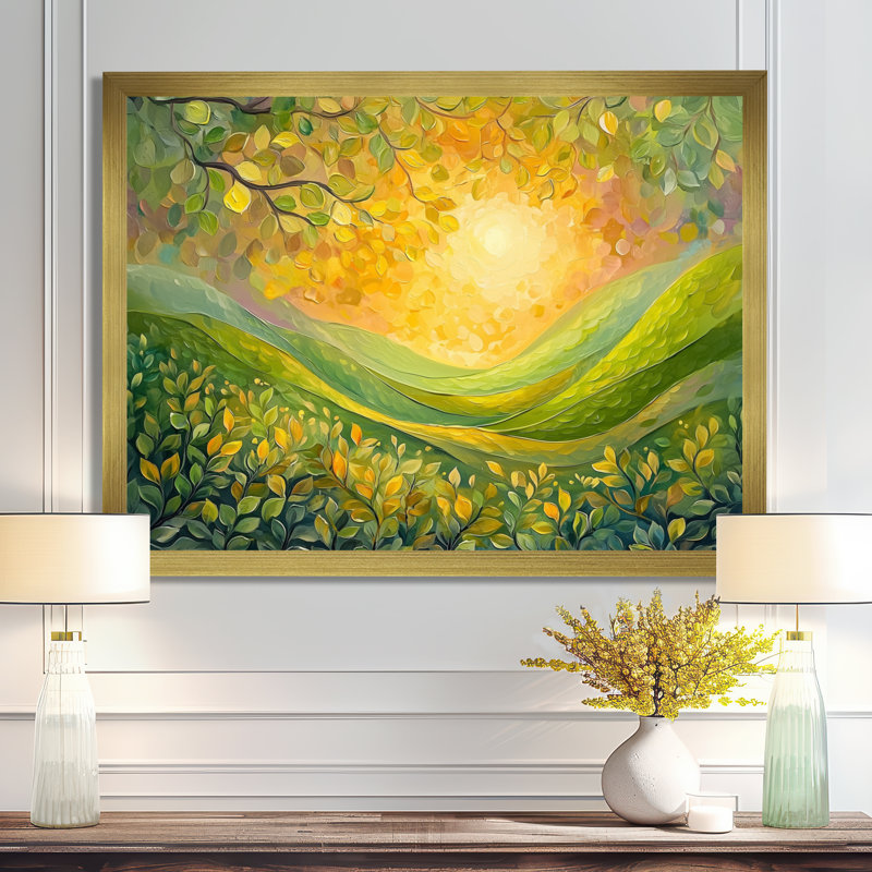 Brittain - Abstract Wall Art, H 30 po x l 40 po, Cadre simple, Doré