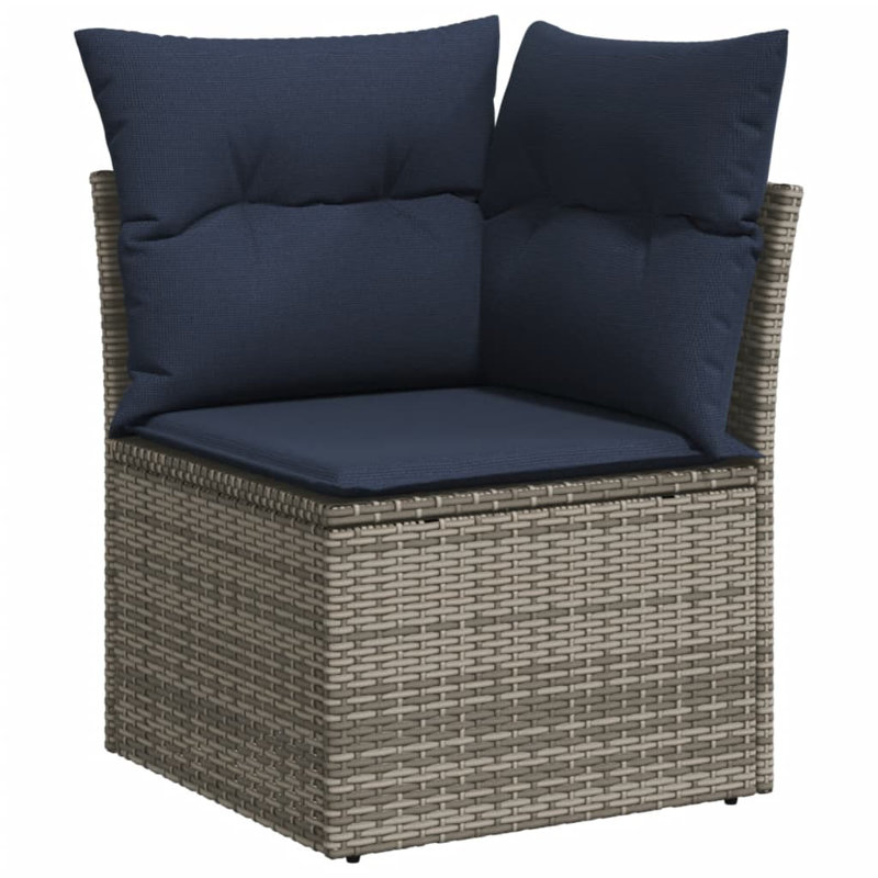 Ensemble de canapés de jardin 6 pièces avec coussins d'extérieur en rotin de polyester gris élégant et contemporain