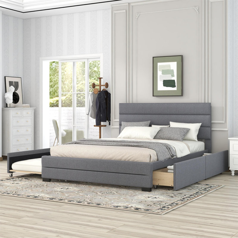 Eastampton Upholstered Storage Platform Bed, Gray