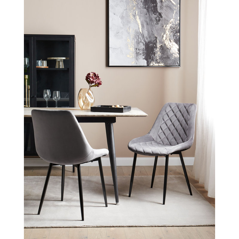 Ireton 41cm H Tufted Polyester Upholstered Upholstered Back Side Chair in Grey