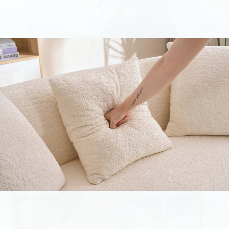 Causeuse incurvée avec 3 coussins Boneless, Blanc cassé