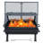 36.5" x 32.5" Rectangle Wood-Burning Steel Outdoor Fire Pit with Grill and Spark Screen