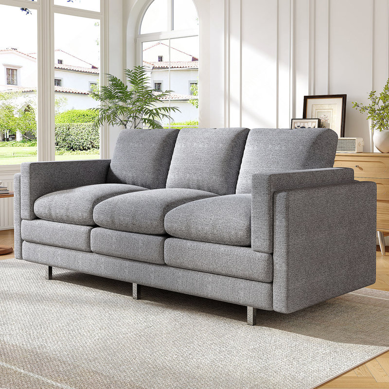 Canapé moderne à 3 places avec coussins de siège à deux couches pour un confort accru et une polyvalence dans le salon.