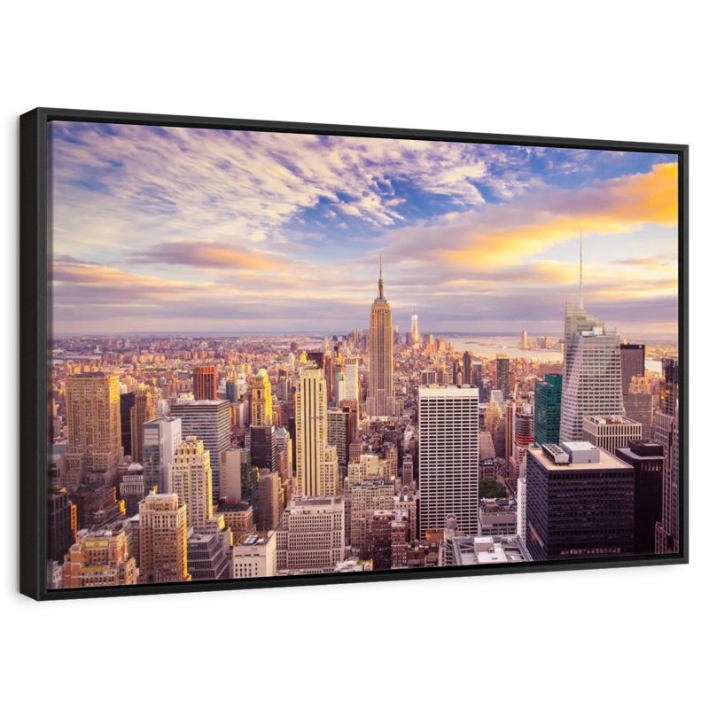 NY From Above, Floating Frame Black, 40" X 27"