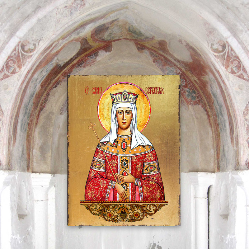 Peinture inspirante de Saint Elena sur bois, H 8 po x l 6 po x P 1,5 po