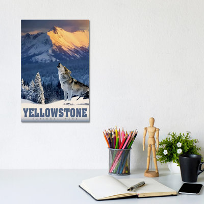 Yellowstone Wolf by Old Red Truck - Wrapped Canvas Print