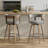 26'' Upholstered Swivel Counter Stool With Back And Bentwood Legs For Kitchen Island-1447723453