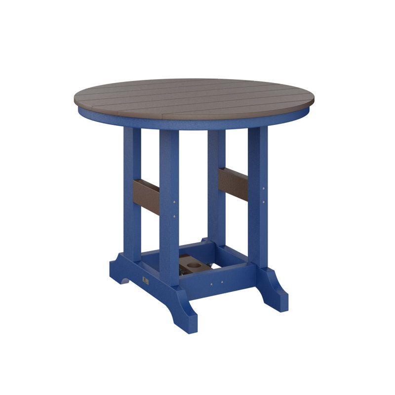 Garden Classic Outdoor Round Dining Table, Pacific Blue, Chocolate Brown