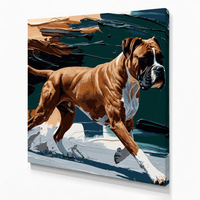 Dogs Boxer Black Canvas Wall Art