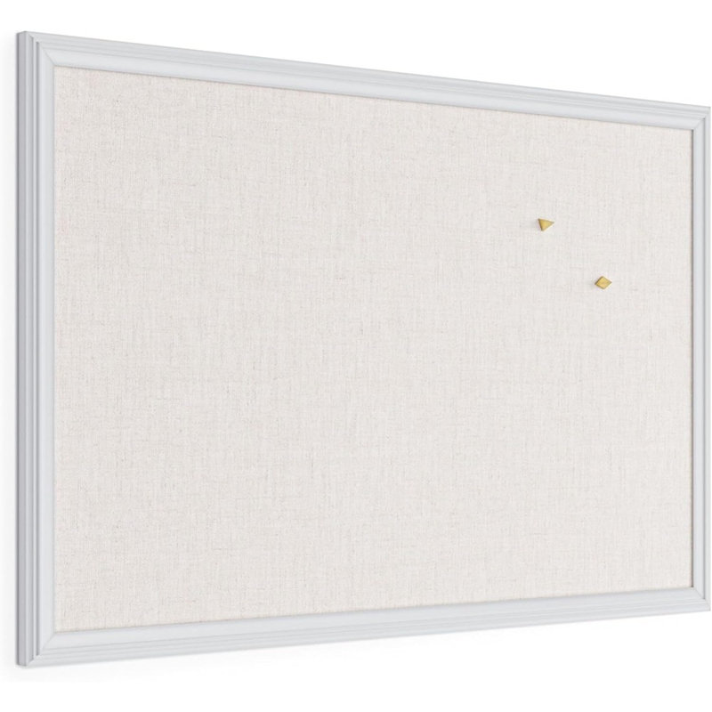 Babillard en lin Farmhouse avec cadre en bois blanc, tableau d'affichage mural pour la maison, le bureau, la salle de classe et la cuisine avec punaises