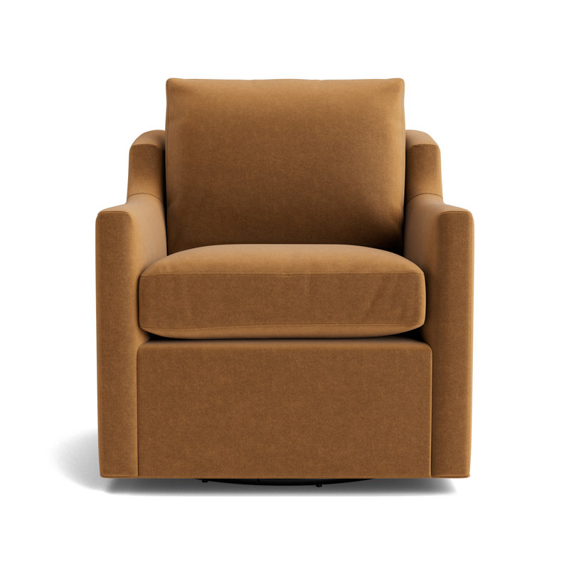 Gigi No Skirt Full Swivel Chair, Performance Velvet - Hazelnut