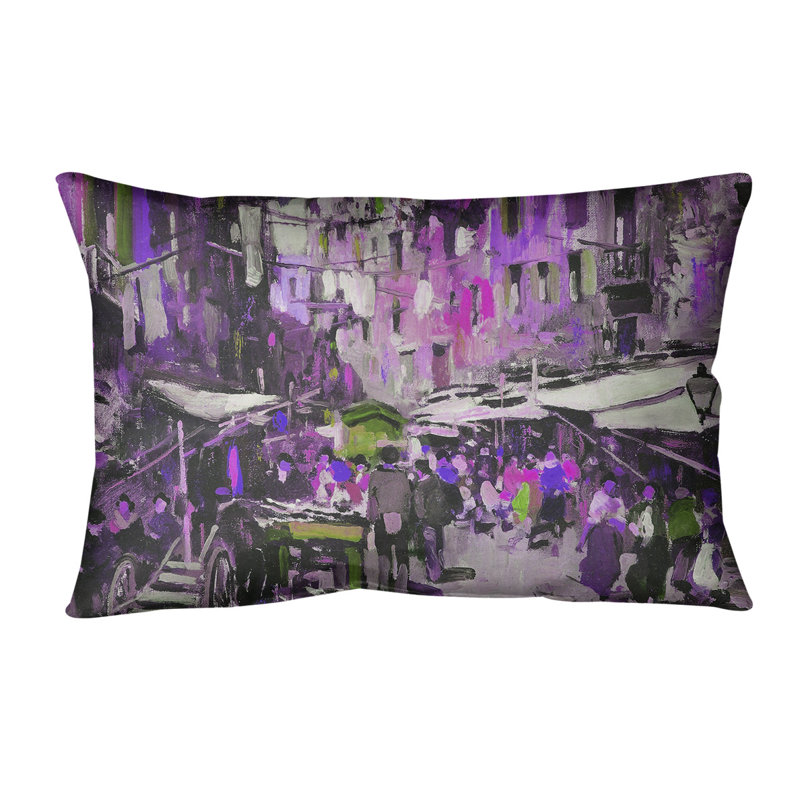 Coussin Market in Naples, Bourre en polyester, 14 po x 20 po, Mauve
