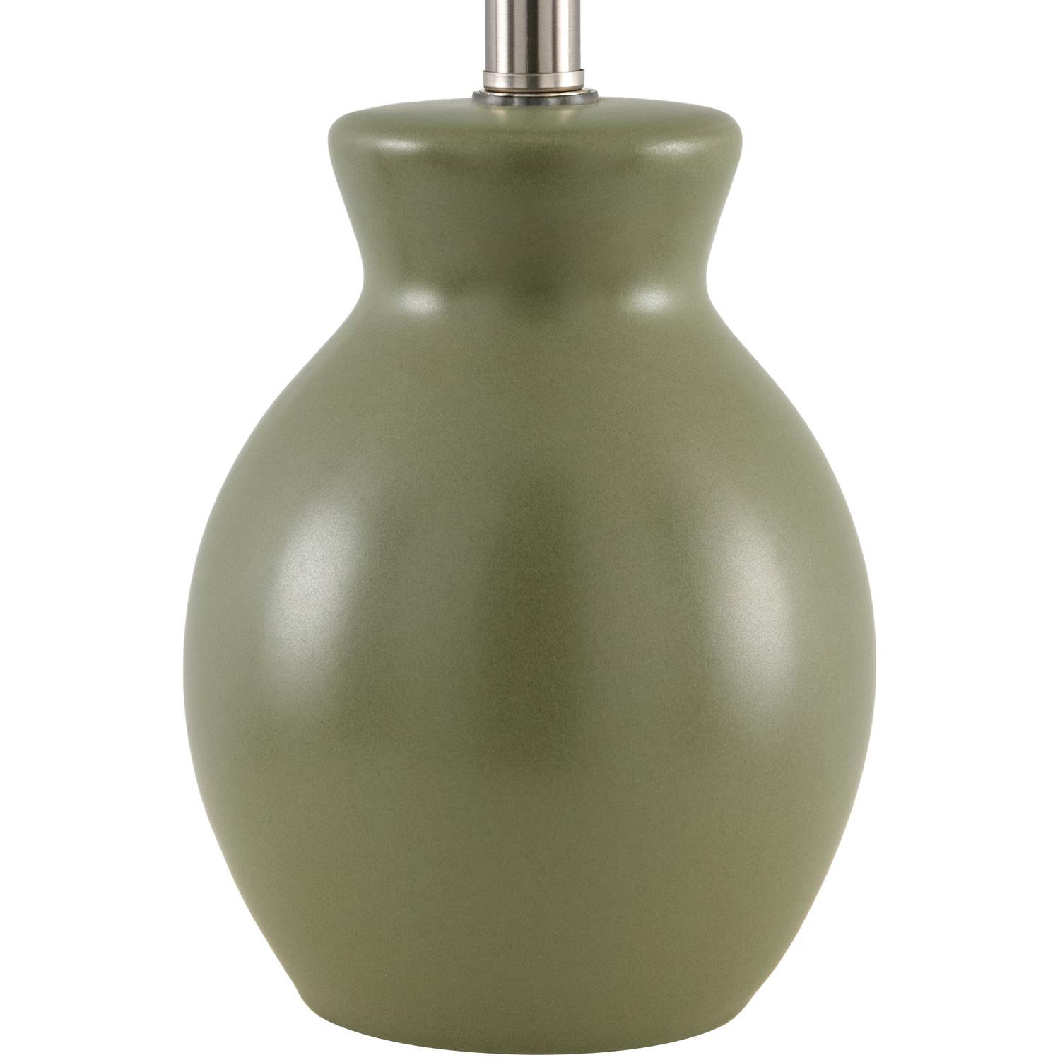Momsen Drum Ceramic Table Lamp, Dark Green, 15'' H X 8'' W X 8'' D