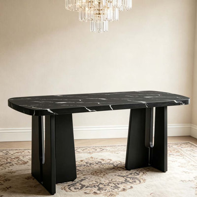 63" Modern Faux Marble Dining Table