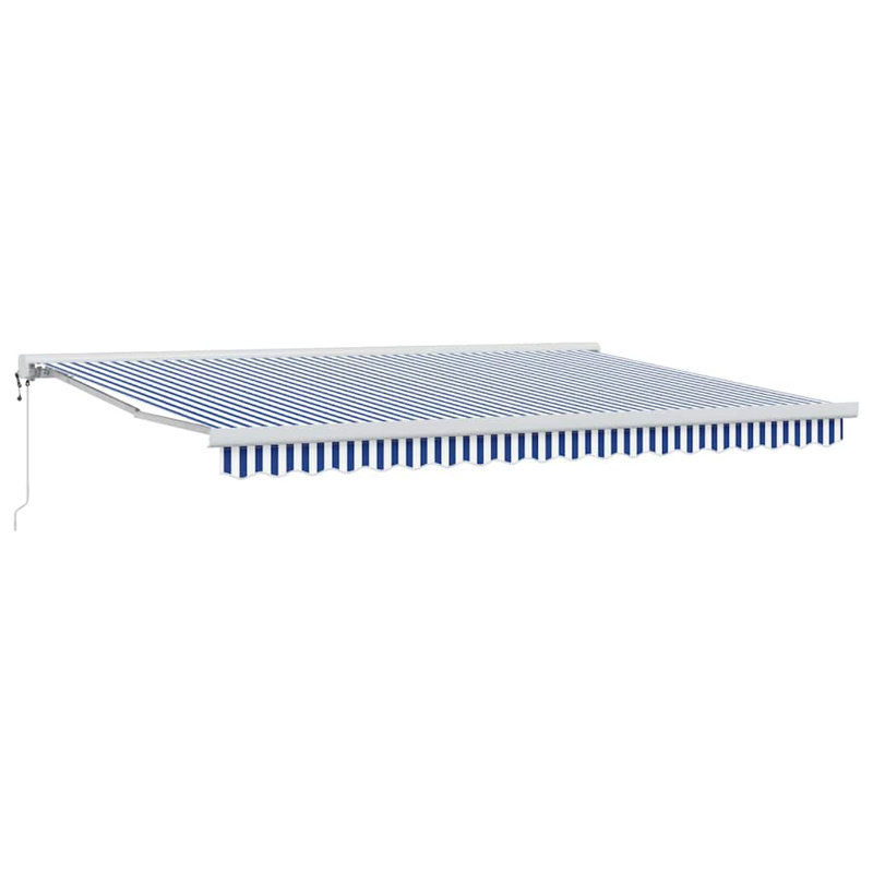 Ivy Bronx Fabric Cover Retractable Patio Awning, Blue;White Striped, 450cm H x 300cm W