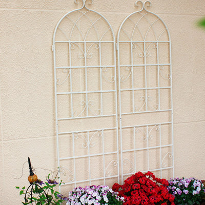 Treillis métallique 71 po x 19,7 po pour jardin, antirouille, blanc crème, procédure d'assemblage simple 71 po x 19,7 po, métal, rouille, étapes d'installation sans effort