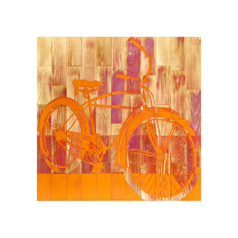Orange Bike Painting by Paperplate Inc., 40" H x 40" W x 1.5" D, Outdoor