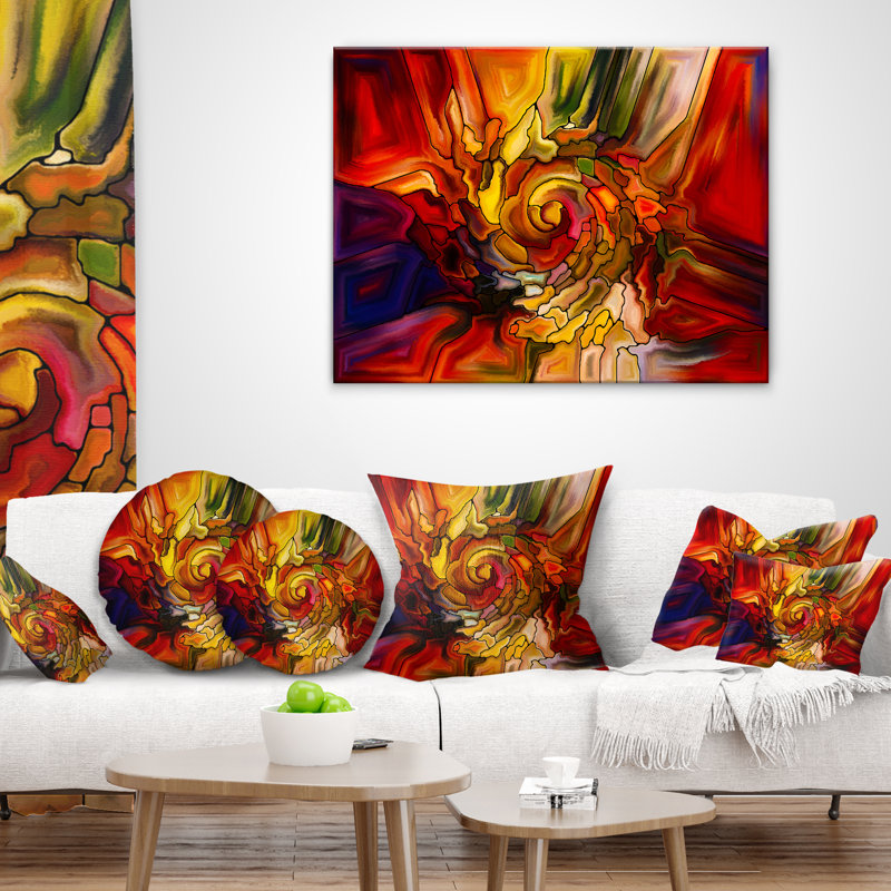 Illusions de vitrail - coussin imprimé abstrait, Rectangulaire, 12 po x 20 po
