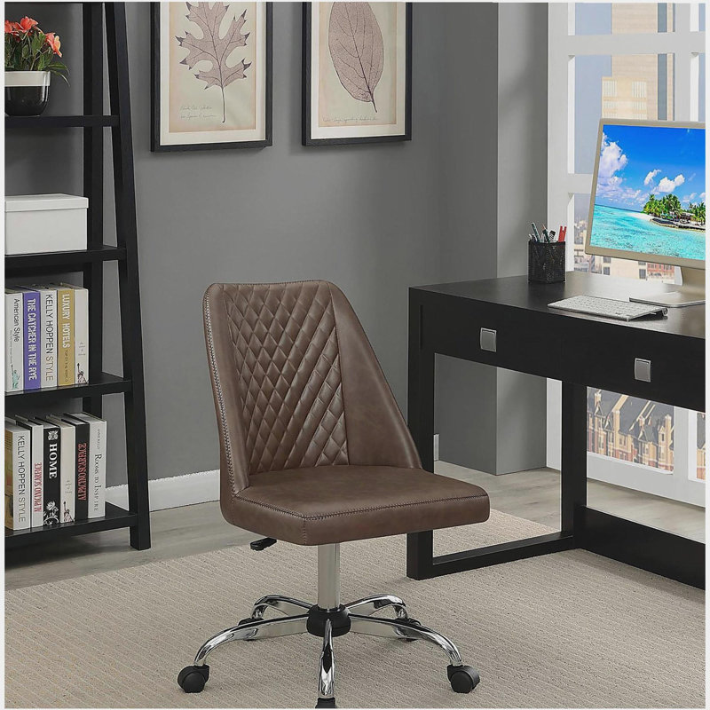 Chaise de bureau réglable brune et chromée